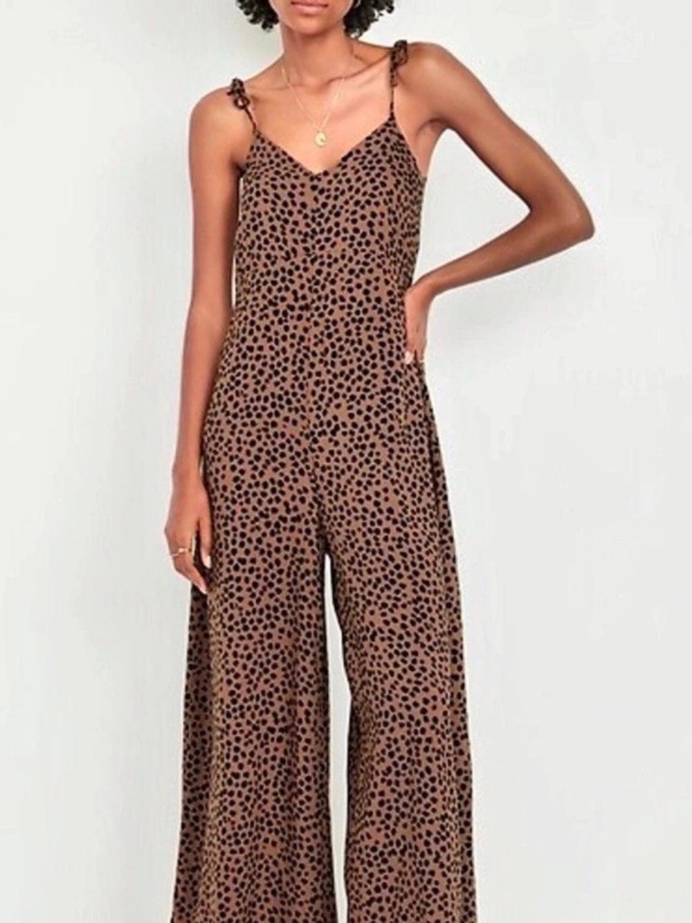 Old Navy Sleeveless Wide-Leg Jumpsuit Brown & Black Medium